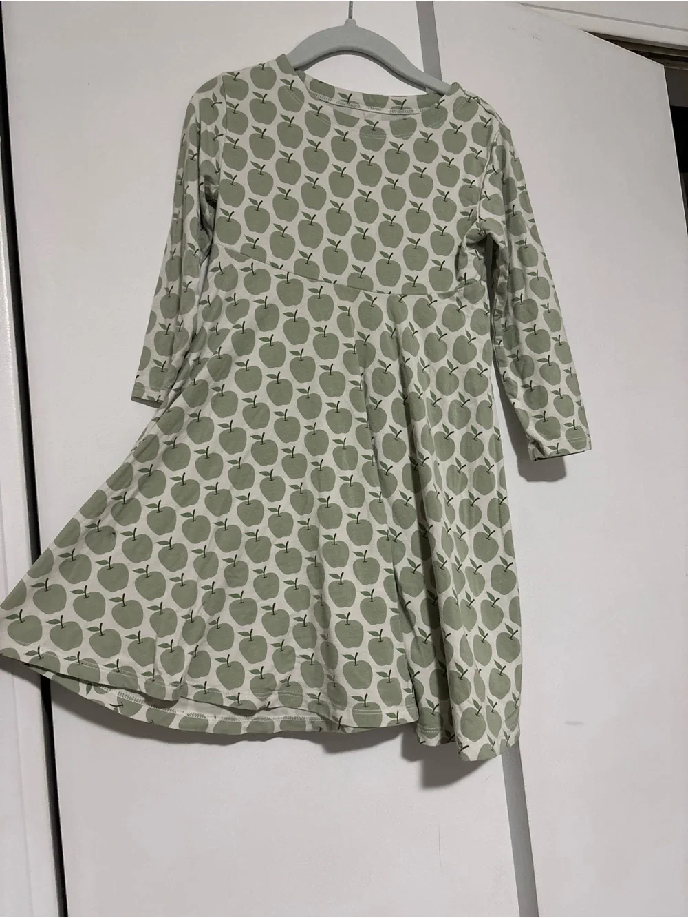 Sweet Bamboo 4T Girls' Green Apple-Print Long Sleeve Dress back to school